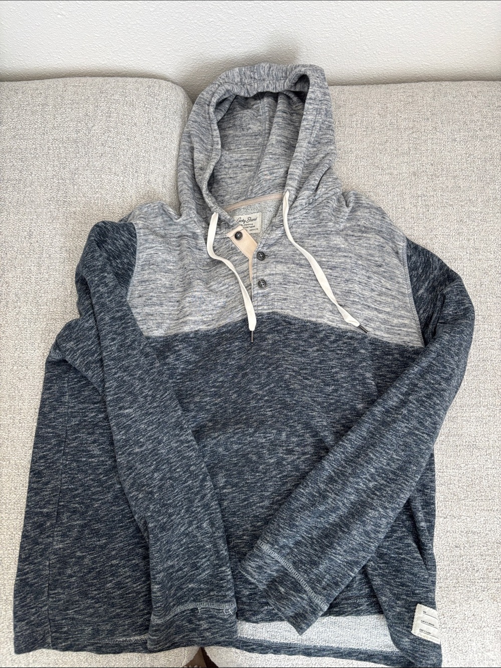Men’s Lucky Brand Heathered Blue Sweatshirt Size L